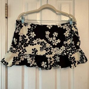 Lands' End Black and Cream Floral Swim Mini